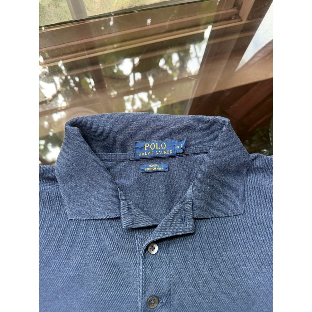 Polo Ralph Lauren Mens Slim Fit Stretch Mesh Polo Shirt Blue Medium - Picture 2 of 11